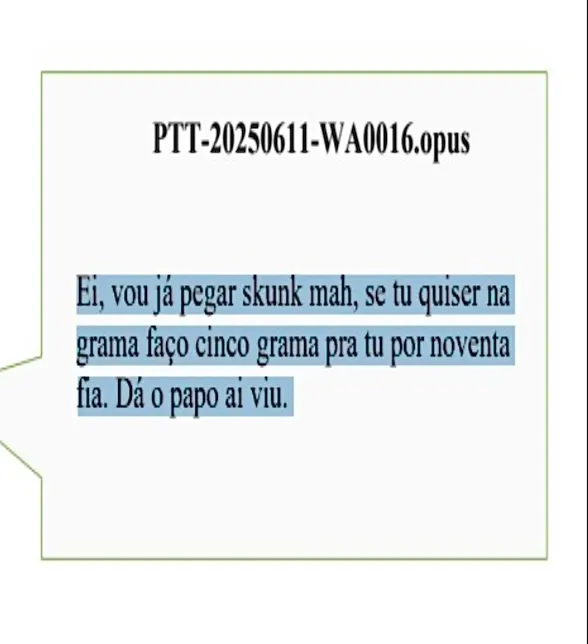 Transcrição de áudio enviado por Romário Pereira de Sousa.