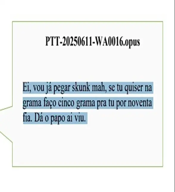 criminosos falando sobre drogas em mensagens de whatsapp