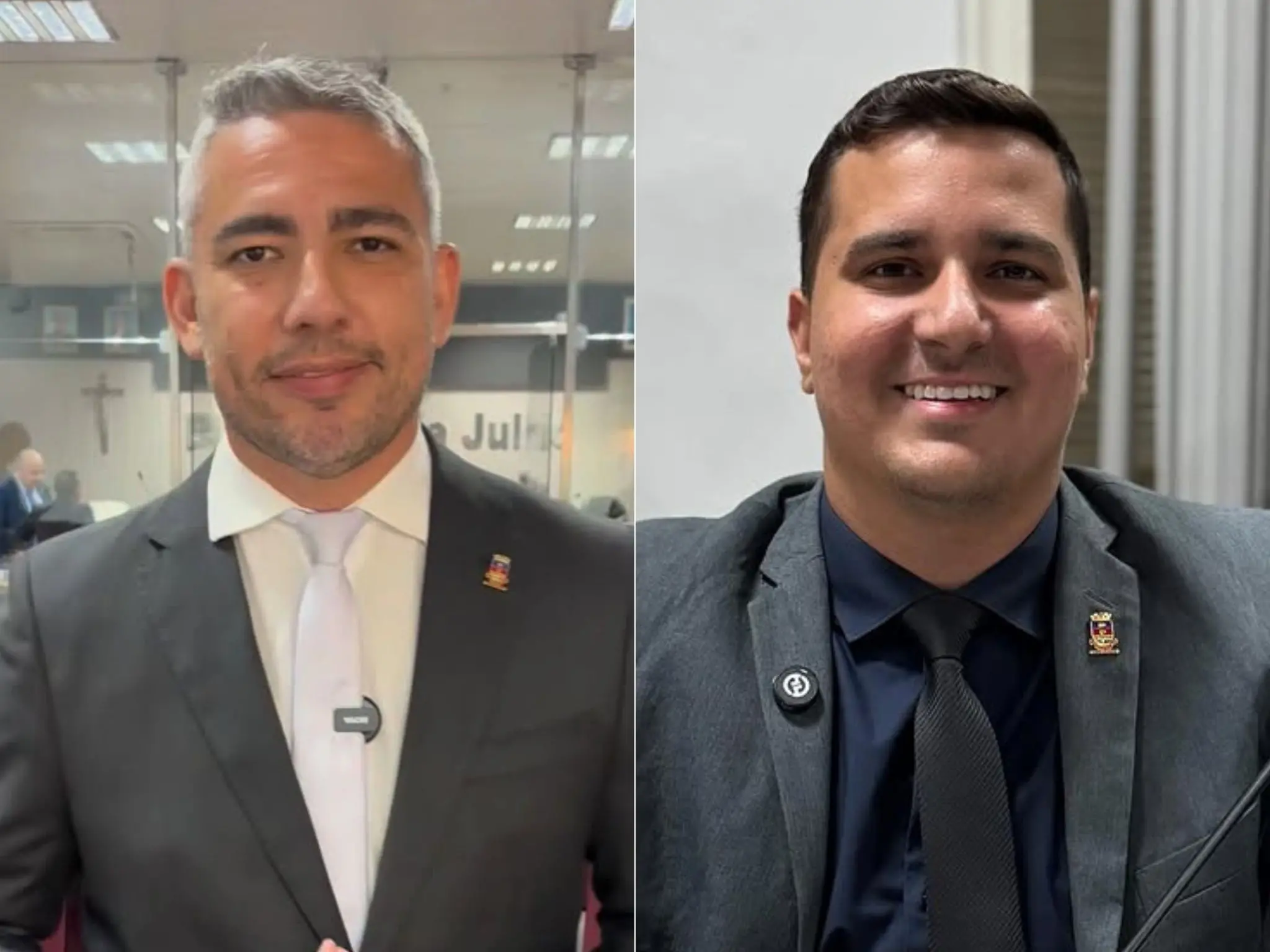 Chico Jóia Júnior e Mário Vicktor durante sessões na Câmara Municipal de Sobral.