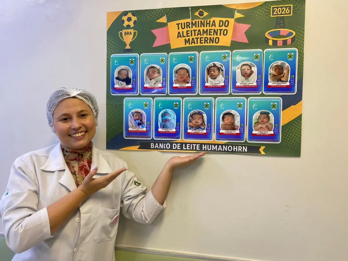 Hospital cearense transforma bebês em figurinhas da Copa para incentivar aleitamento.