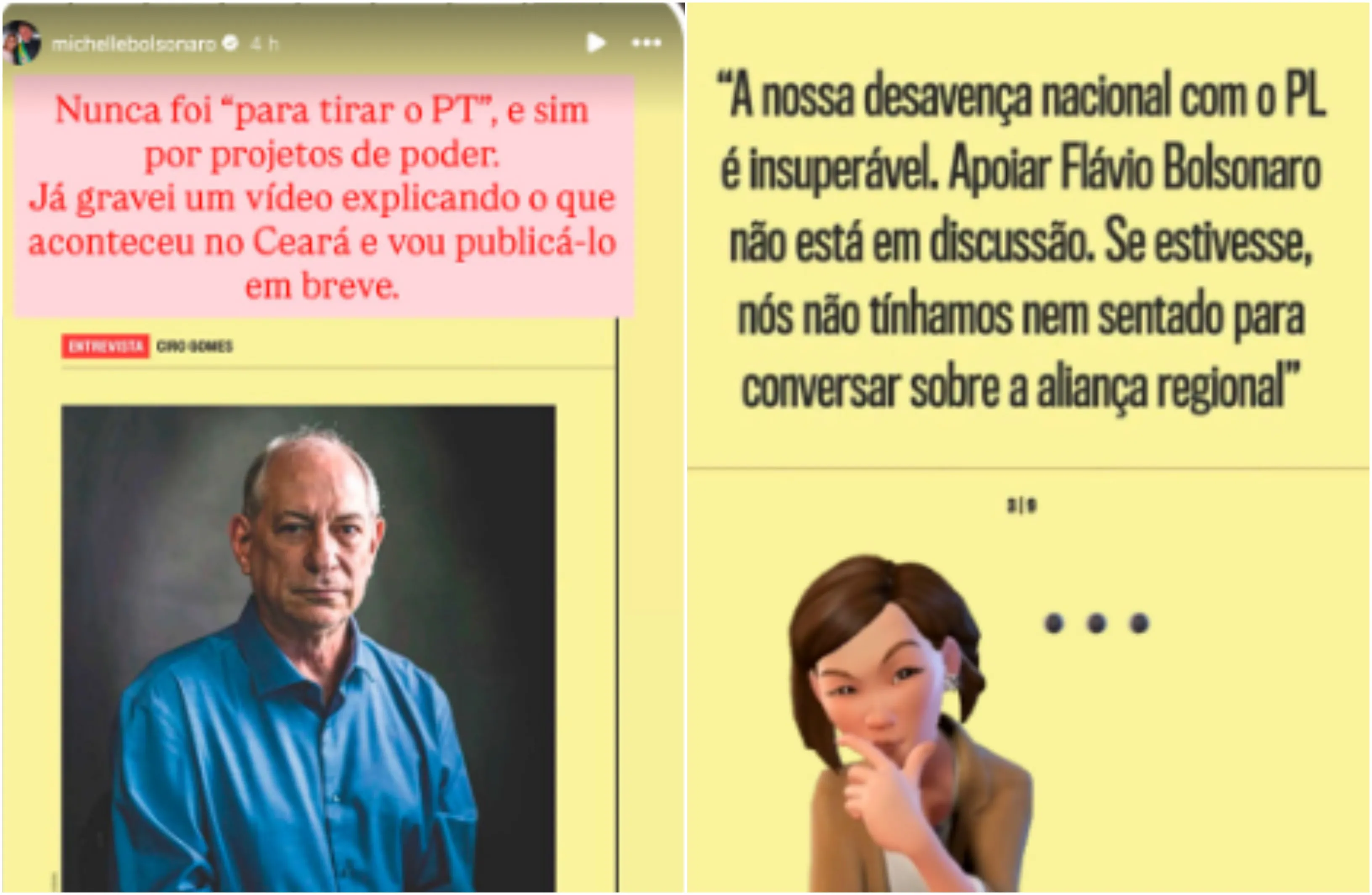 Publicações foram feitas por Michelle Bolsonaro no próprio perfil no Instagram.