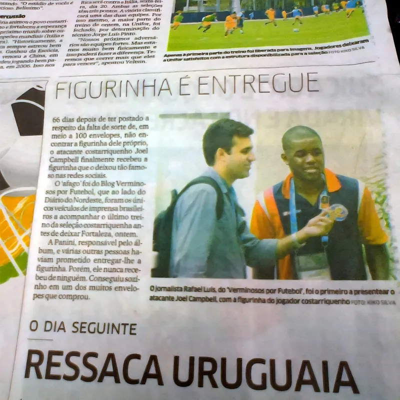 Entrega de figurinha virou notícia no Diário do Nordeste