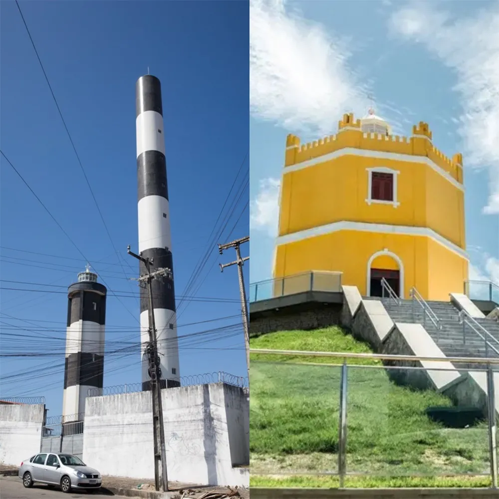 À esquerda, o Farol Novo do Mucuripe; à esquerda, o farol originalmente construído em 1958.