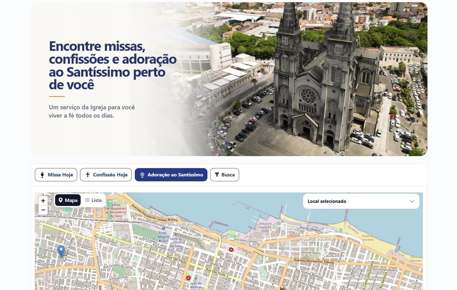 Site disponibiliza função para cadastrar novos locais com celebrações na cidade.