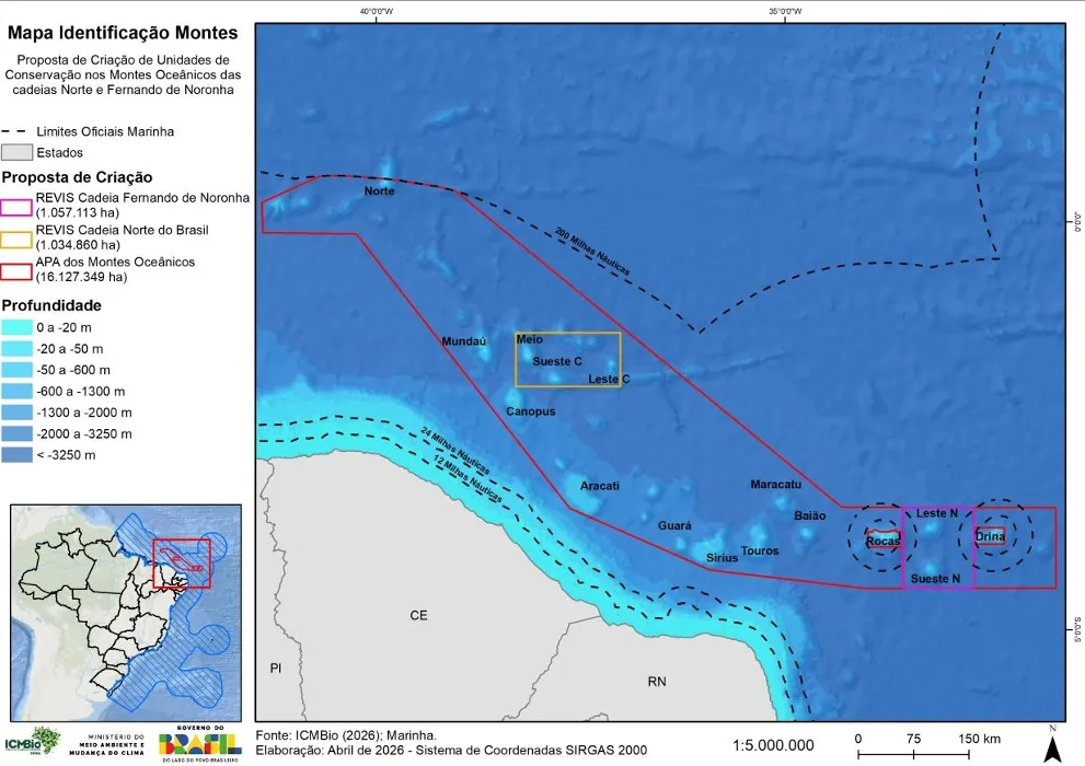 As propostas de unidades de conservação estão localizadas em ambiente oceânico profundo, abrangendo áreas ao largo dos estados do Ceará e do Rio Grande do Norte.