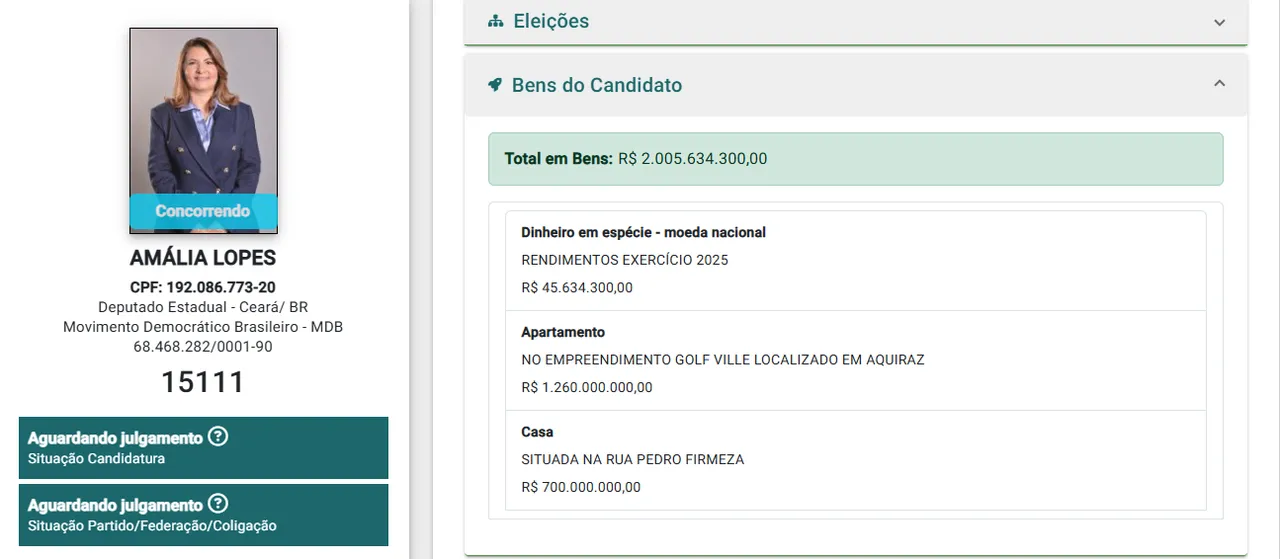 A equipe da candidata protocolou uma petição ao TRE-CE para correção dos valores.