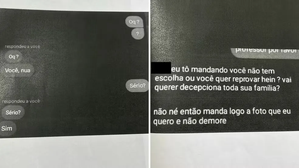 Prints das mensagens enviadas para a estudante comprovaram que a jovem estava sendo chantageada.