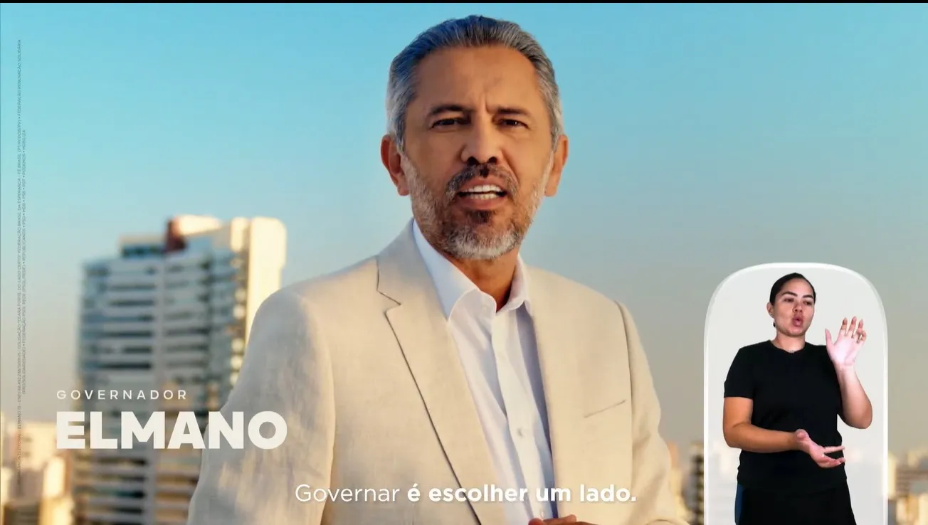 Elmano de Freitas em uma das inserções de TV, do Horário Gratuito de Propaganda Eleitoral.