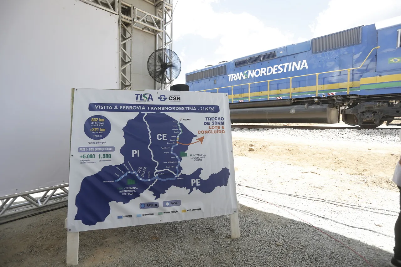 A previsão é que a primeira fase da Transnordestina seja entregue até o final de 2027.