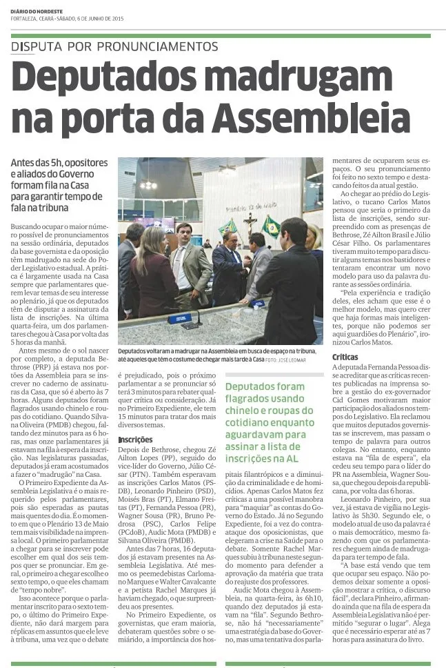 Edição do Diário do Nordeste de 6 de junho de 2015.