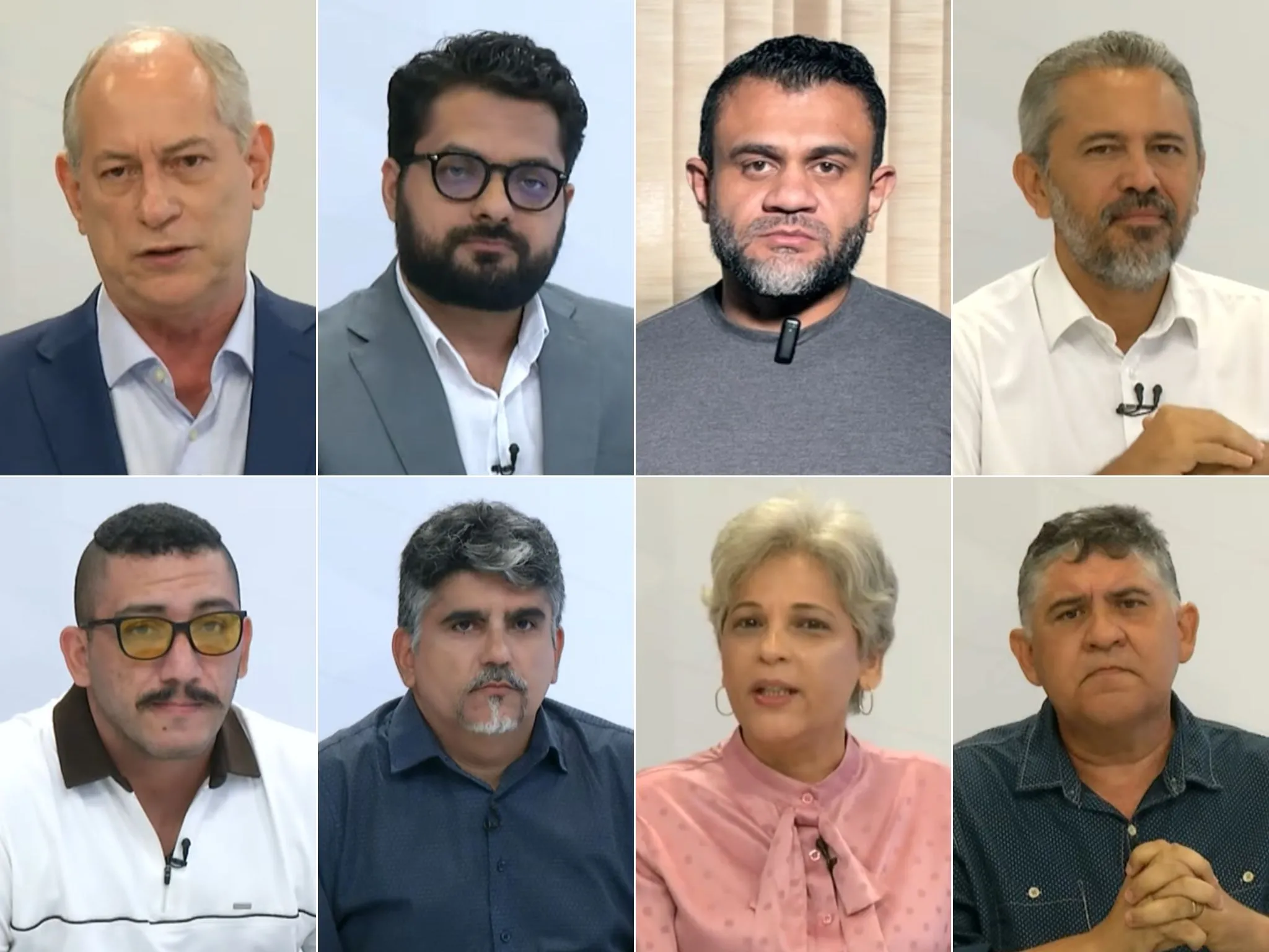 Ciro Gomes (PSDB); Danilo Soares (Democrata); Delegado Huggo Leonardo (Missão); Elmano de Freitas (PT); Ieri Braga (PCO); Serley Leal (UP); Vera Lúcia (Novo); e Zé Batista (PSTU).