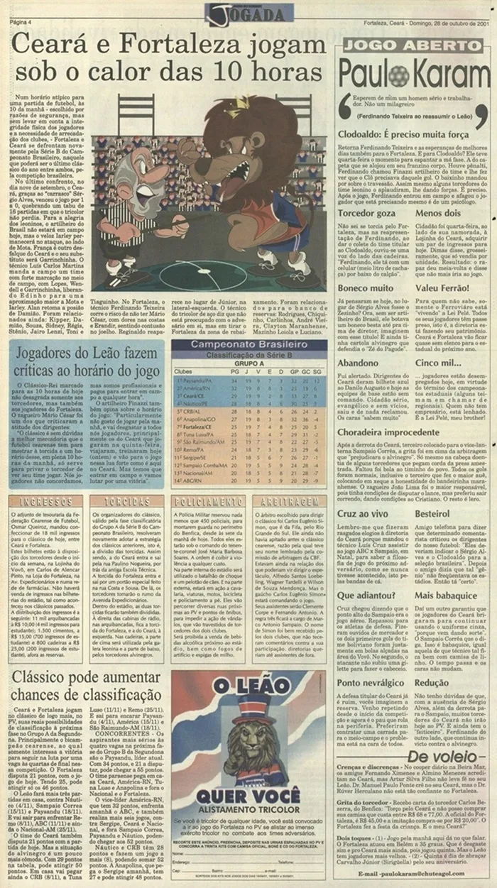 O horário do jogo desagradou jogadores e torcedores