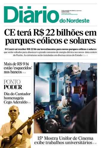 Capa da Edição do dia do jornal Diário do Nordeste